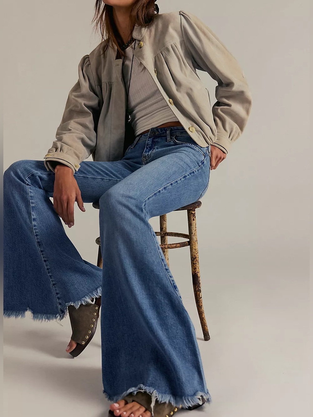 Free People We The Free Emre Flare Jeans Poppy Blue Size 28 - Picture 4 of 16
